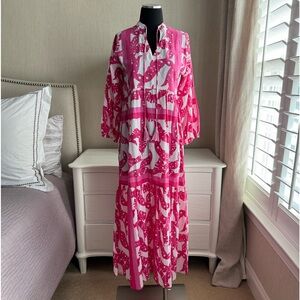 BINDU Dress in pink and white. Size XS